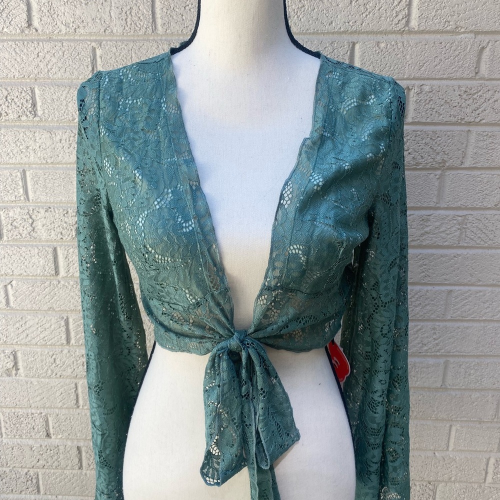 Cider NWT lace tie front top-Size S